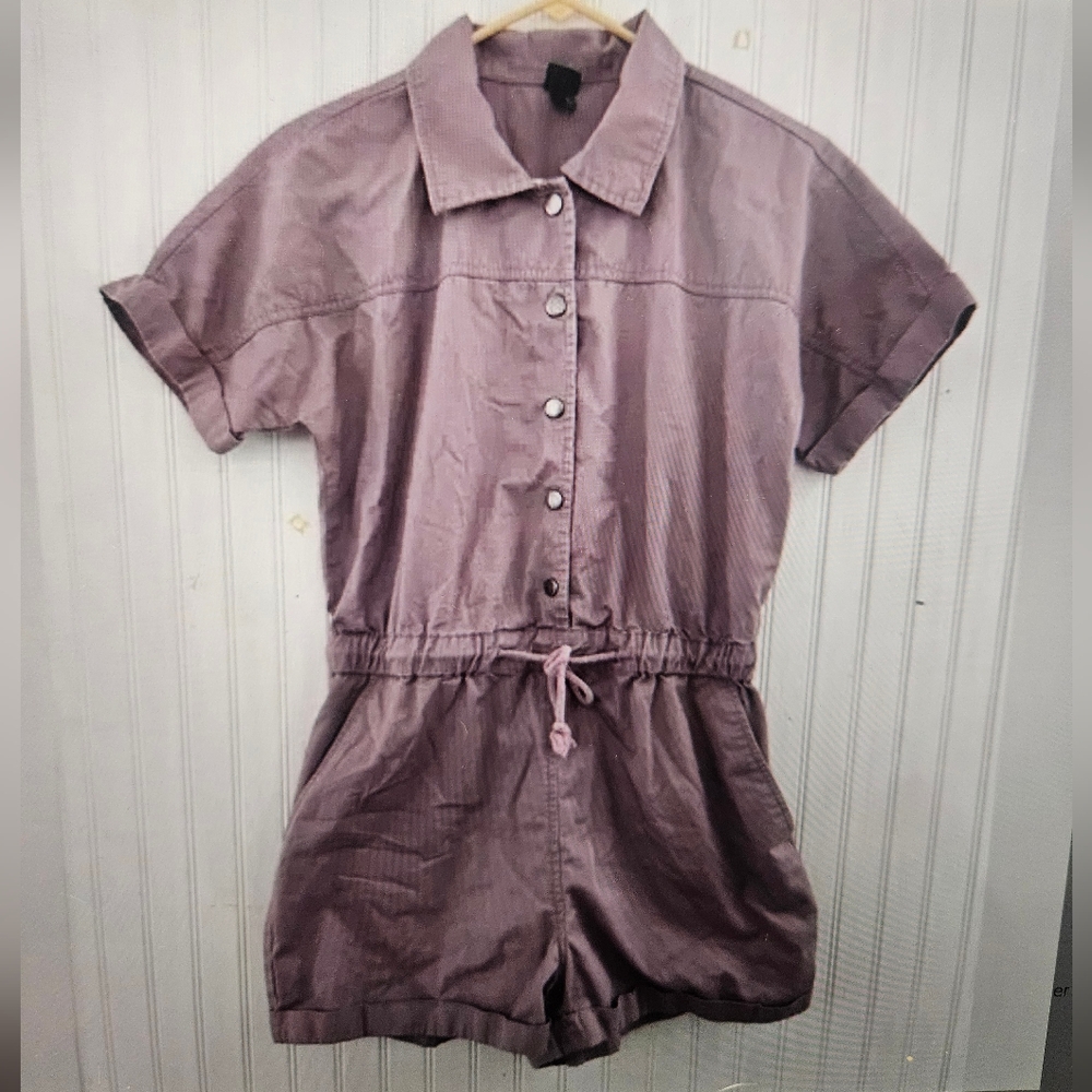 Wild Fable Lavender Romper Size XS Cinched Tie Waist Button Down